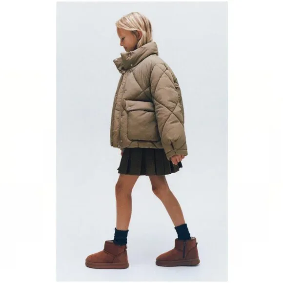 Girls' Zara Quilted Oversized Puffer Coat Sz 6-7 - Picture 1 of 9